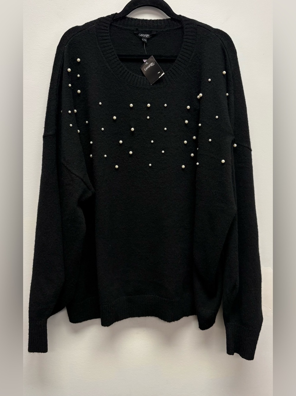 4 for $25 NWT 🖤 George Plus Black Pearl Embellished Sweater – Size 4X